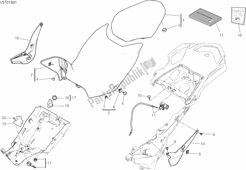 Tutte le parti per il Posto A Sedere del Ducati Multistrada 1260 Enduro 2020